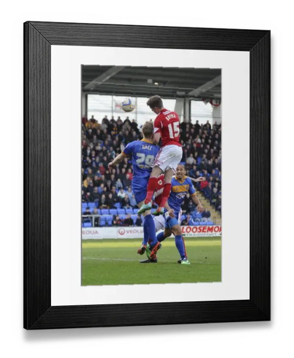Framed Print : Bristol City's Joe Bryan Scores Dramatic Header, Secures 2-3 Win Over Shrewsbury Town