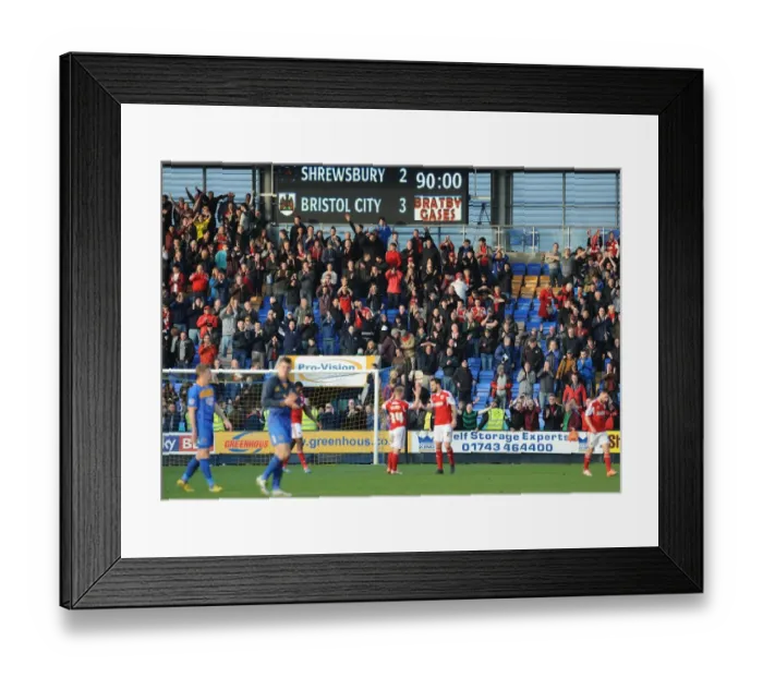 Framed Print : Bristol City's Euphoric Celebration: 2-3 Win at Shrewsbury Town Framed Print : Bristol City's Euphoric Celebration: 2-3 Win at Shrewsbury Town