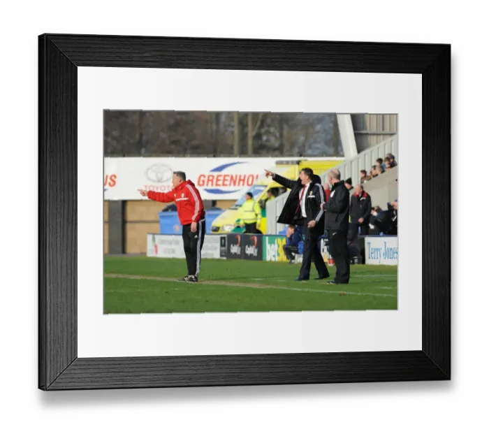 Framed Print : Bristol City Coaches Steve Cotterill and John Pemberton Give Instructions from the Sideline during Shrewsbury Town vs. Bristol City Match, Sky Bet League One Framed Print : Bristol City Coaches Steve Cotterill and John Pemberton Give Instructions from the Sideline during Shrewsbury Town vs. Bristol City Match, Sky Bet League One