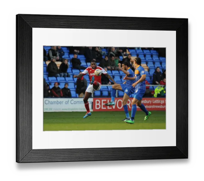 Framed Print : Bristol City's Jay Emmanuel-Thomas Beats Connor Goldson to the Ball in Shrewsbury Town Showdown Framed Print : Bristol City's Jay Emmanuel-Thomas Beats Connor Goldson to the Ball in Shrewsbury Town Showdown