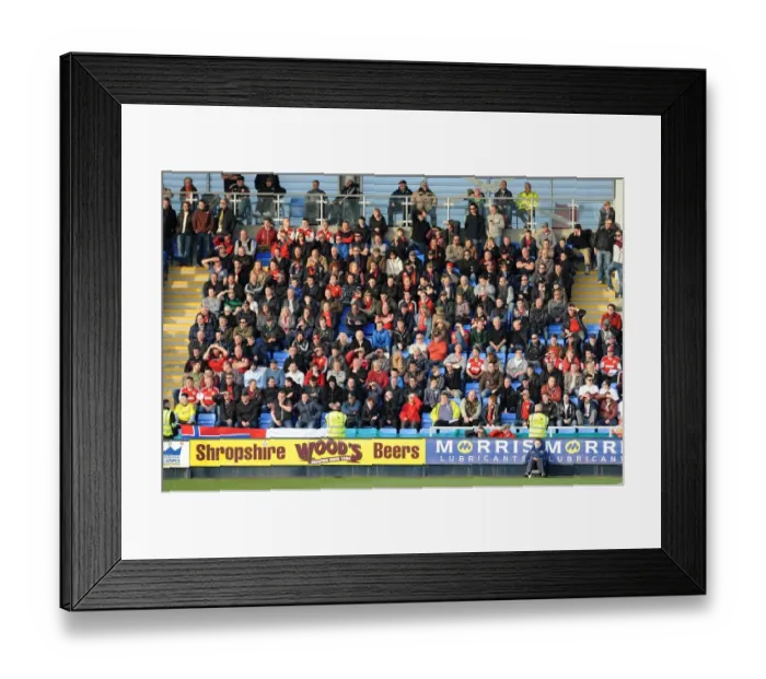 Framed Print : Bristol City Fans at Shrewsbury Town's New Meadow during Sky Bet League One Match, March 2014 Framed Print : Bristol City Fans at Shrewsbury Town's New Meadow during Sky Bet League One Match, March 2014