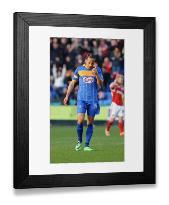 Framed Print : Dejected Mkandawire After Shrewsbury's Defeat to Bristol City Framed Print : Dejected Mkandawire After Shrewsbury's Defeat to Bristol City