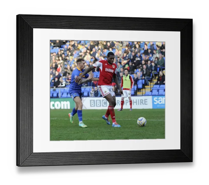 Framed Print : Jay Emmanuel-Thomas of Bristol City Holds Off Jon Taylor of Shrewsbury Town during Sky Bet League One Match Framed Print : Jay Emmanuel-Thomas of Bristol City Holds Off Jon Taylor of Shrewsbury Town during Sky Bet League One Match