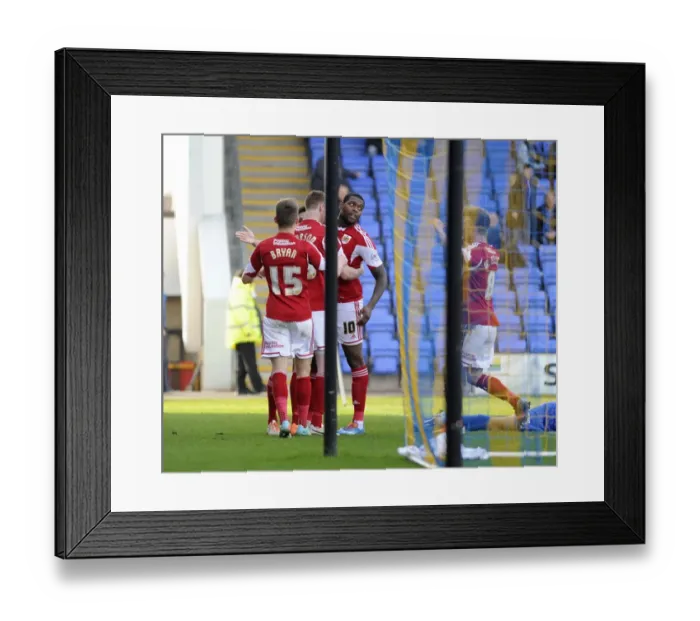 Framed Print : Bristol City Players Celebrate Own Goal by Tamika Mkandawire against Shrewsbury Town (08 / 03 / 2014) Framed Print : Bristol City Players Celebrate Own Goal by Tamika Mkandawire against Shrewsbury Town (08 / 03 / 2014)