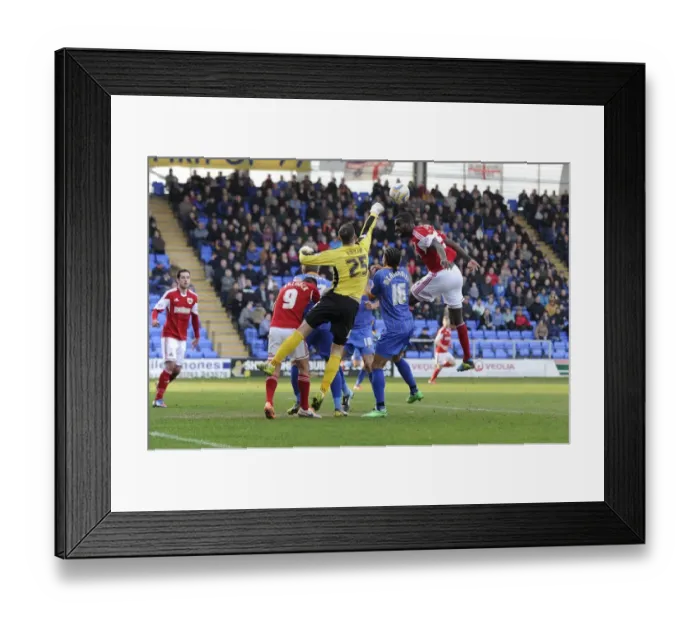 Framed Print : Bristol City's Karleigh Osborne Battles Joe Anyon for the Ball in Shrewsbury Town vs. Bristol City Football Match, Sky Bet League One
