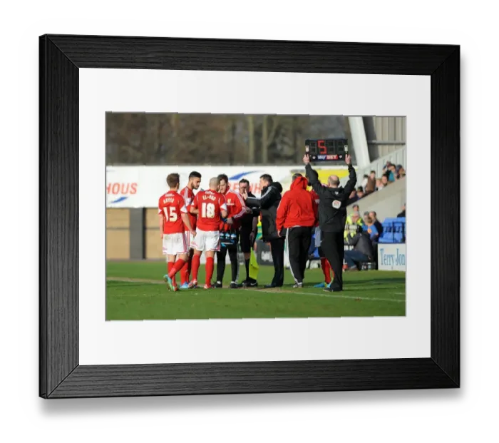 Framed Print : Steve Cotterill Gives Instructions to Bristol City Players During Substitution at Shrewsbury Town Game, March 8, 2014 Framed Print : Steve Cotterill Gives Instructions to Bristol City Players During Substitution at Shrewsbury Town Game, March 8, 2014