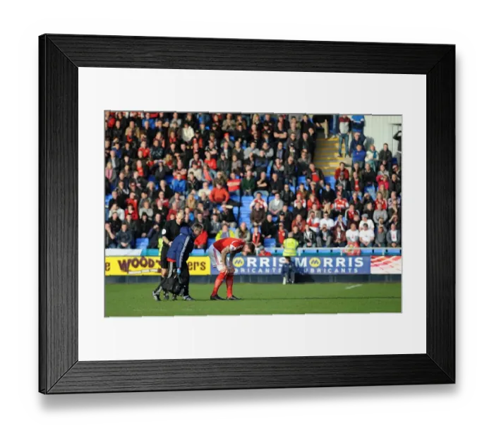 Framed Print : Aden Flint Substitution: Bristol City Player Injured Against Shrewsbury Town, March 8, 2014 Framed Print : Aden Flint Substitution: Bristol City Player Injured Against Shrewsbury Town, March 8, 2014