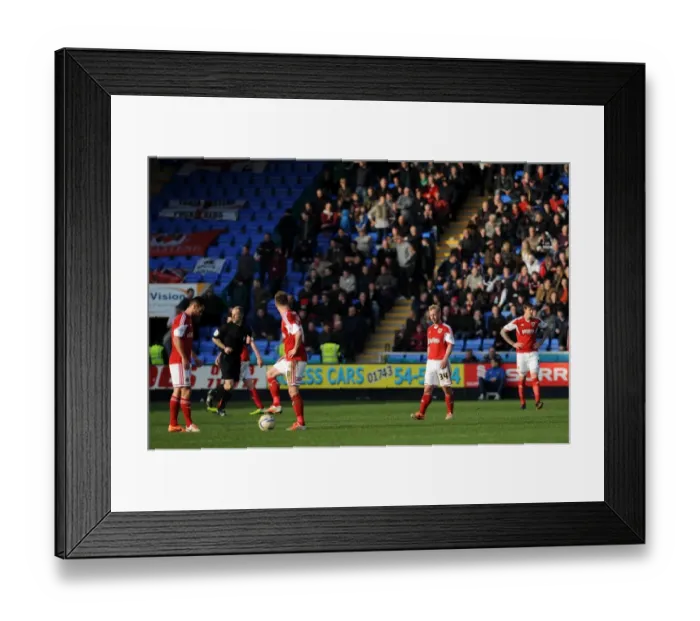 Framed Print : Bristol City Regroups After Conceding Goal in Shrewsbury Town Match, 2014 Framed Print : Bristol City Regroups After Conceding Goal in Shrewsbury Town Match, 2014