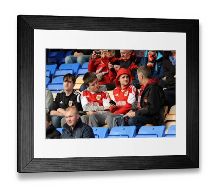 Framed Print : Bristol City Fans in Action at Shrewsbury Town's New Meadow during Sky Bet League One Match, 08 / 03 / 2014