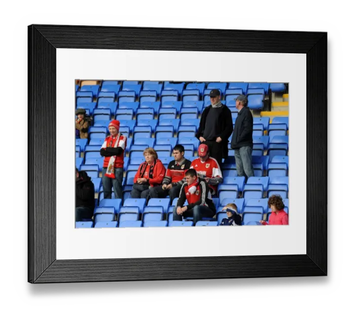 Framed Print : Bristol City Fans in Action at Shrewsbury Town's New Meadow, March 2014 Framed Print : Bristol City Fans in Action at Shrewsbury Town's New Meadow, March 2014