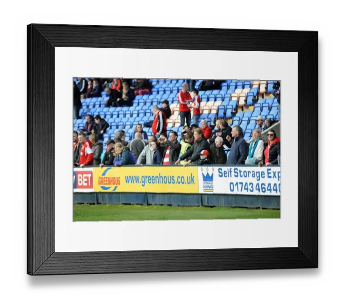 Framed Print : Bristol City Fans in Action at Shrewsbury Town's New Meadow Framed Print : Bristol City Fans in Action at Shrewsbury Town's New Meadow