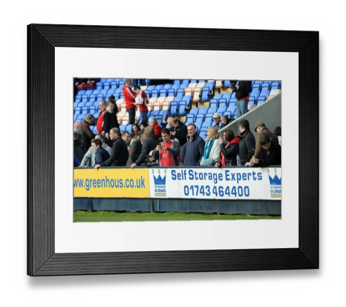 Framed Print : Bristol City Fans Cheering at Shrewsbury Town's New Meadow, March 2014