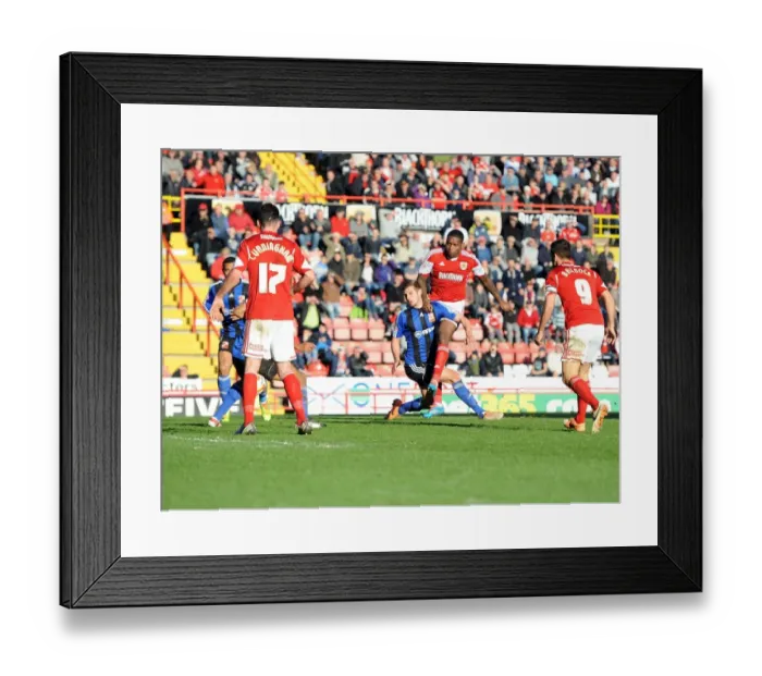 Framed Print : Jay Emmanuel-Thomas's Close Call: Bristol City vs Swindon Town, Sky Bet League One Framed Print : Jay Emmanuel-Thomas's Close Call: Bristol City vs Swindon Town, Sky Bet League One
