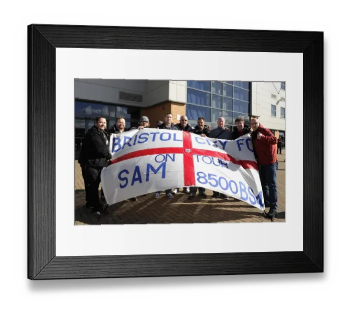 Framed Print : Bristol City Fans Wave Flag at Colchester United Match, Sky Bet League One, 2014
