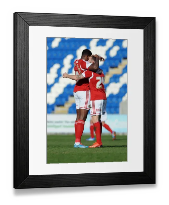 Framed Print : Bristol City's Martin Patterson and Jay Emmanuel-Thomas Celebrate Goal vs Colchester United, Sky Bet League One - 22 / 03 / 2014