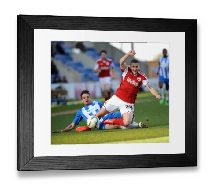 Framed Print : Intense Moment: Colchester United's Ryan Dickson Tackles Bristol City's Martin Patterson during Sky Bet League One Match Framed Print : Intense Moment: Colchester United's Ryan Dickson Tackles Bristol City's Martin Patterson during Sky Bet League One Match