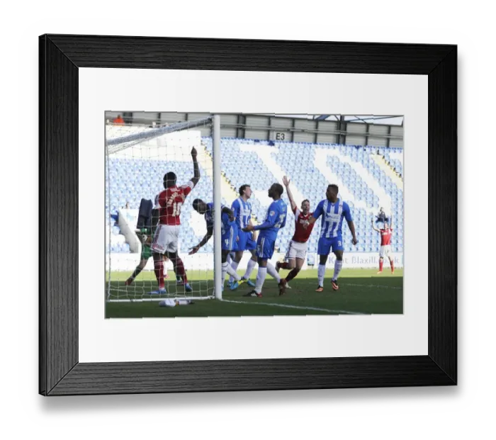Framed Print : Scott Wagstaff's Goal Celebration: Colchester United vs. Bristol City, Sky Bet League One (2014)