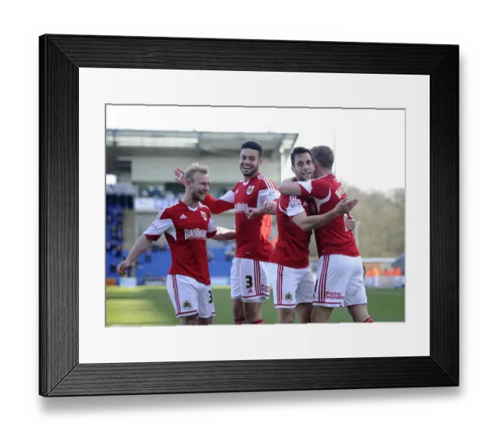 Framed Print : Bristol City's Sam Baldock Scores the Winning Goal Against Colchester United