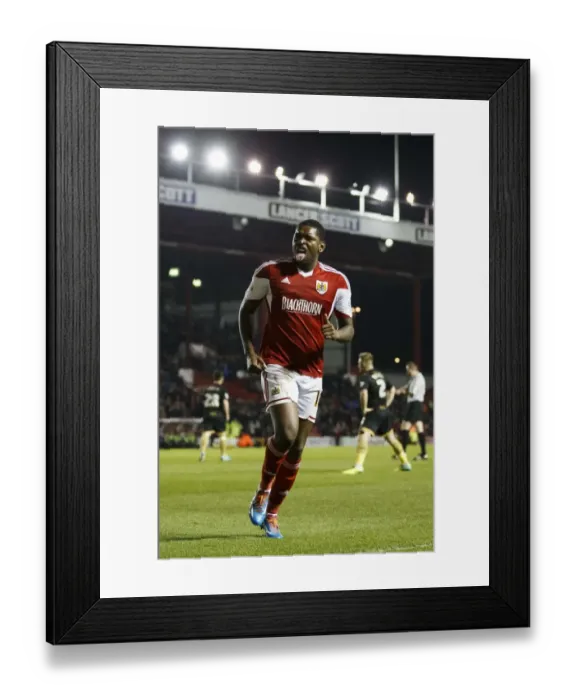 Framed Print : Jay Emmanuel-Thomas Scores the Opener for Bristol City in Sky Bet League One Match against Port Vale, 2014 Framed Print : Jay Emmanuel-Thomas Scores the Opener for Bristol City in Sky Bet League One Match against Port Vale, 2014