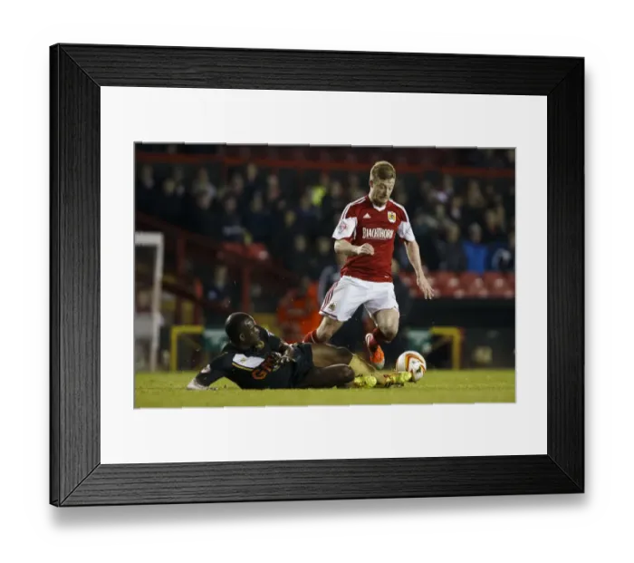 Framed Print : Bristol City Midfielder Wade Elliott Tackles in Sky Bet League One Match Against Port Vale Framed Print : Bristol City Midfielder Wade Elliott Tackles in Sky Bet League One Match Against Port Vale