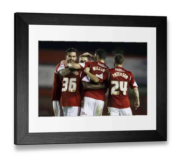 Framed Print : Bristol City Celebrate Nyron Nosworthy's Goal for 2-0 Lead Against Port Vale, Sky Bet League One, Ashton Gate