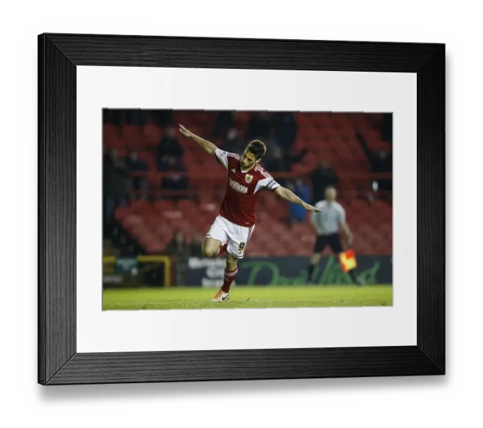 Framed Print : Bristol City's Sam Baldock Scores Third Goal vs Port Vale, Sky Bet League One, 2014