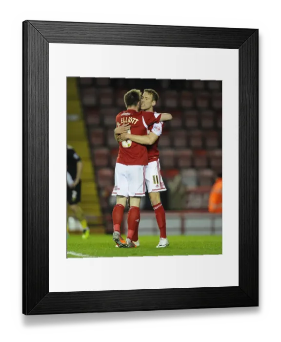 Framed Print : Bristol City Celebrates Win Against Swindon Town: Wagstaff and Elliott Rejoice Framed Print : Bristol City Celebrates Win Against Swindon Town: Wagstaff and Elliott Rejoice