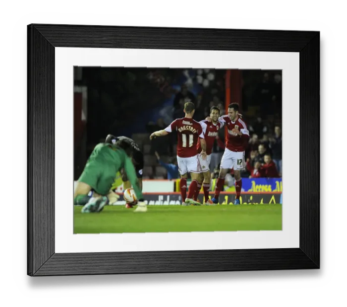 Framed Print : Bristol City: Sam Baldock's Thrilling Goal and Emotional Celebration with Team Mates vs. Swindon Town (Joe Meredith / JMP, 15 / 03 / 2014) Framed Print : Bristol City: Sam Baldock's Thrilling Goal and Emotional Celebration with Team Mates vs. Swindon Town (Joe Meredith / JMP, 15 / 03 / 2014)