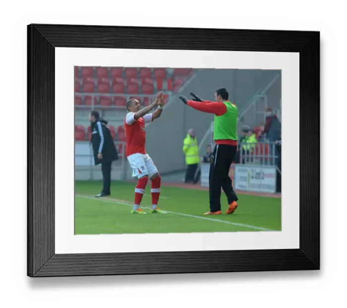 Framed Print : Rotherham United's James Tavernier and Claude Davis Celebrate Goal vs. Bristol City (2014) Framed Print : Rotherham United's James Tavernier and Claude Davis Celebrate Goal vs. Bristol City (2014)