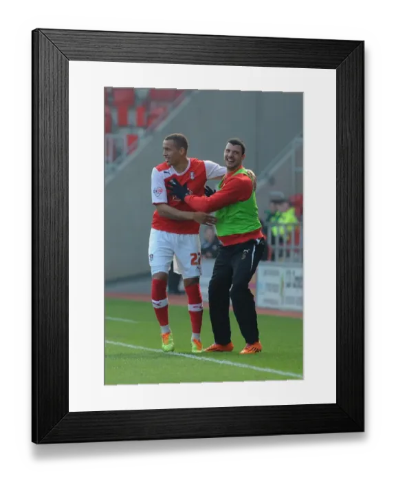 Framed Print : Celebrating the Goal: Tavernier and Davis of Rotherham United
