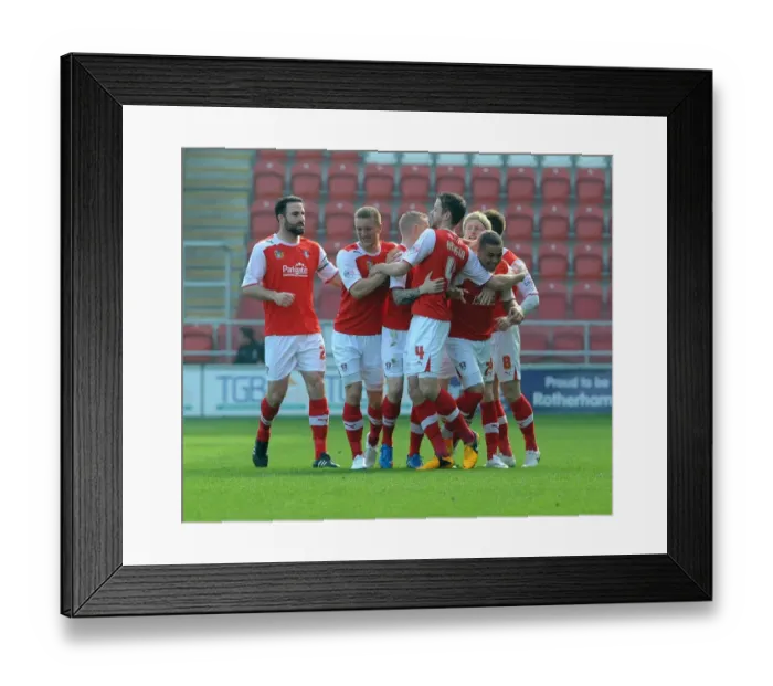 Framed Print : Rotherham United's James Tavernier Scores and Celebrates with Team Mates Against Bristol City (2014) Framed Print : Rotherham United's James Tavernier Scores and Celebrates with Team Mates Against Bristol City (2014)