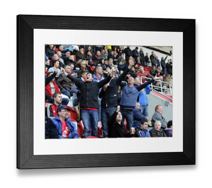 Framed Print : Exultant Moment: Thrilling Goal Celebration by Bristol City Fans at Rotherham United Match, March 2014 Framed Print : Exultant Moment: Thrilling Goal Celebration by Bristol City Fans at Rotherham United Match, March 2014