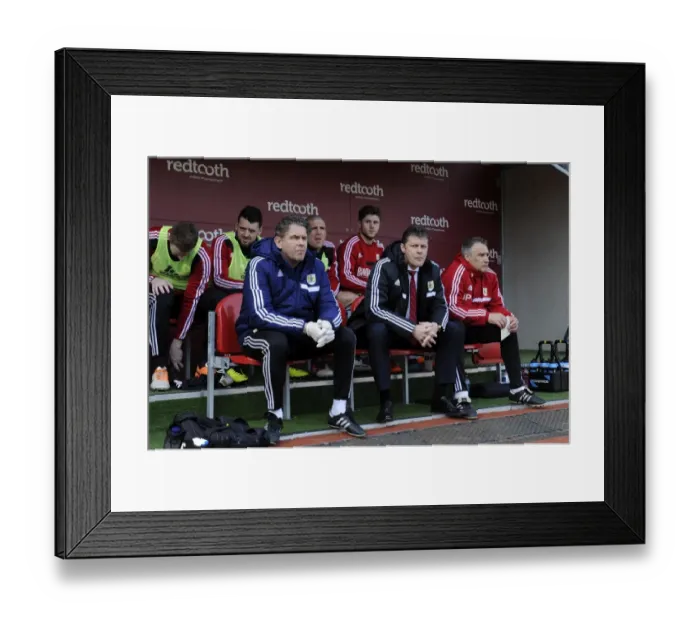 Framed Print : Bristol City Bench at Rotherham United's New York Stadium, 2014 - Sky Bet League One Match