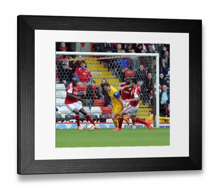 Framed Print : Unfair Play: Marlon Pack vs. Lee Holmes - Ref's Overlooked Call at Bristol City vs. Preston North End Framed Print : Unfair Play: Marlon Pack vs. Lee Holmes - Ref's Overlooked Call at Bristol City vs. Preston North End