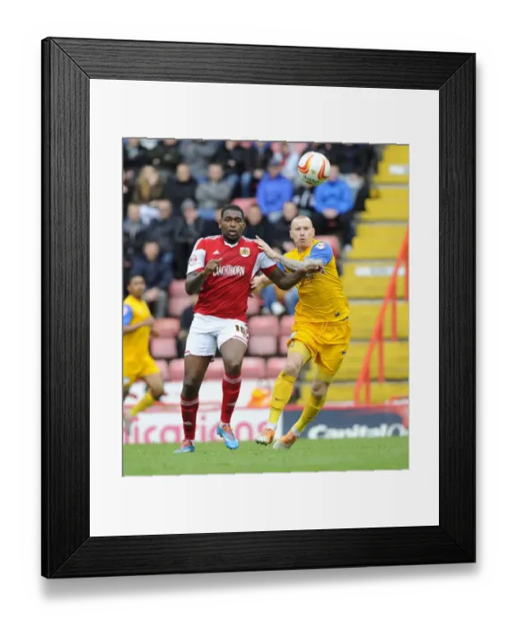 Framed Print : Battling for Supremacy: Jay Emmanuel-Thomas vs Jack King in Bristol City vs Preston North End Football Match, April 2014 Framed Print : Battling for Supremacy: Jay Emmanuel-Thomas vs Jack King in Bristol City vs Preston North End Football Match, April 2014