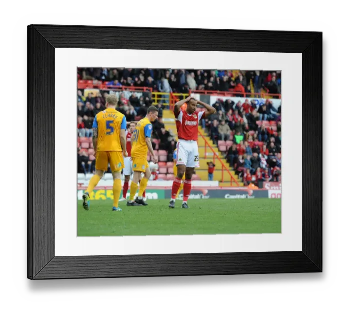 Framed Print : Tyrone Barnett's Regret: A Missed Opportunity for Bristol City against Preston North End (05-04-2014)
