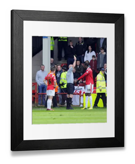 Framed Print : Controversial Yellow: Michael Ngoo Pushes Scott Wagstaff in Walsall vs. Bristol City Framed Print : Controversial Yellow: Michael Ngoo Pushes Scott Wagstaff in Walsall vs. Bristol City