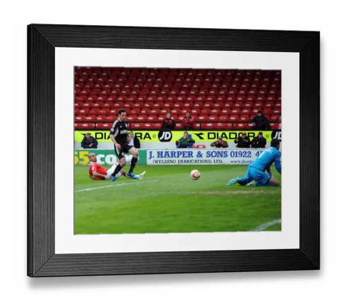 Framed Print : Greg Cunningham's Goal-bound Shot Saved by Richard O'Donnell in Walsall vs. Bristol City