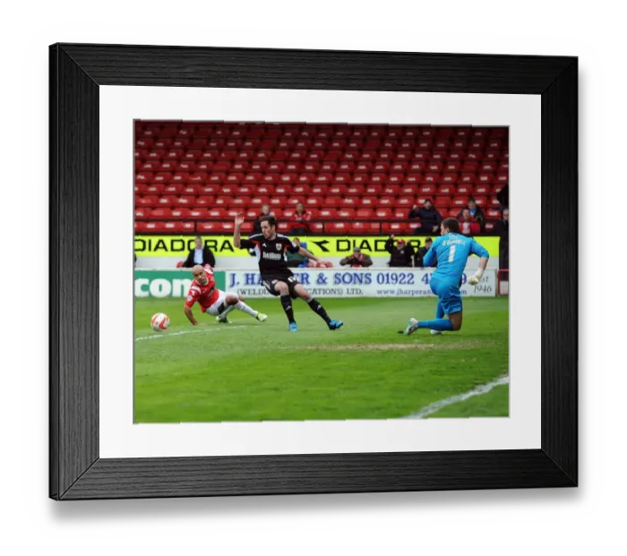 Framed Print : Dramatic Save: O'Donnell Denies Cunningham's Goal Attempt for Walsall Against Bristol City