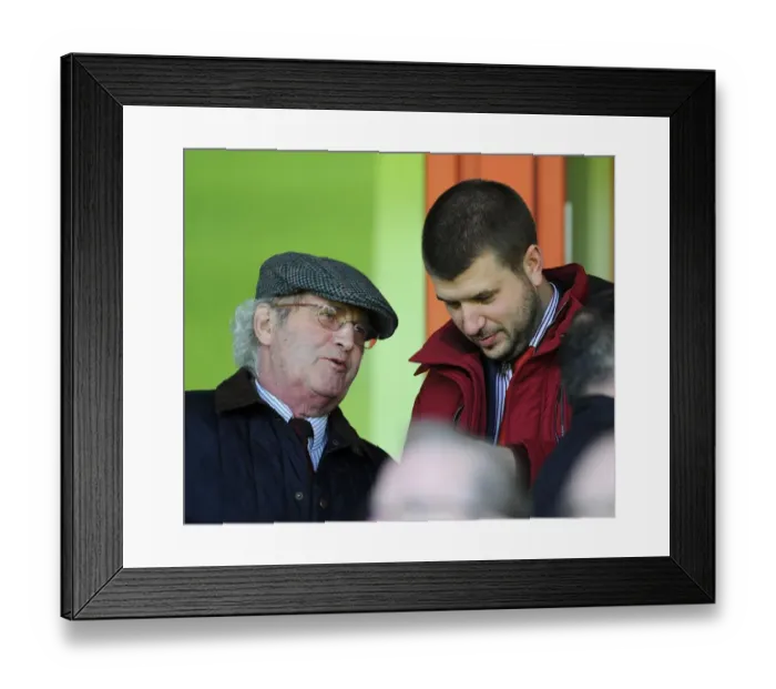 Framed Print : Chairman Keith Dawe and Vice Chairman Jon Lansdown of Bristol City FC at Walsall's Banks Stadium during Sky Bet League One Match, 12th April 2014