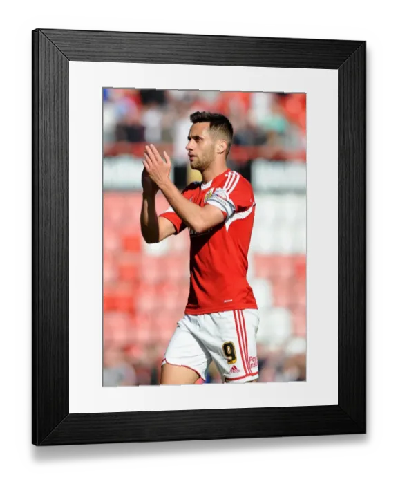 Framed Print : Sam Baldock Celebrates Goal and Applauds Fans: Bristol City vs. Notts County, 2014 Framed Print : Sam Baldock Celebrates Goal and Applauds Fans: Bristol City vs. Notts County, 2014