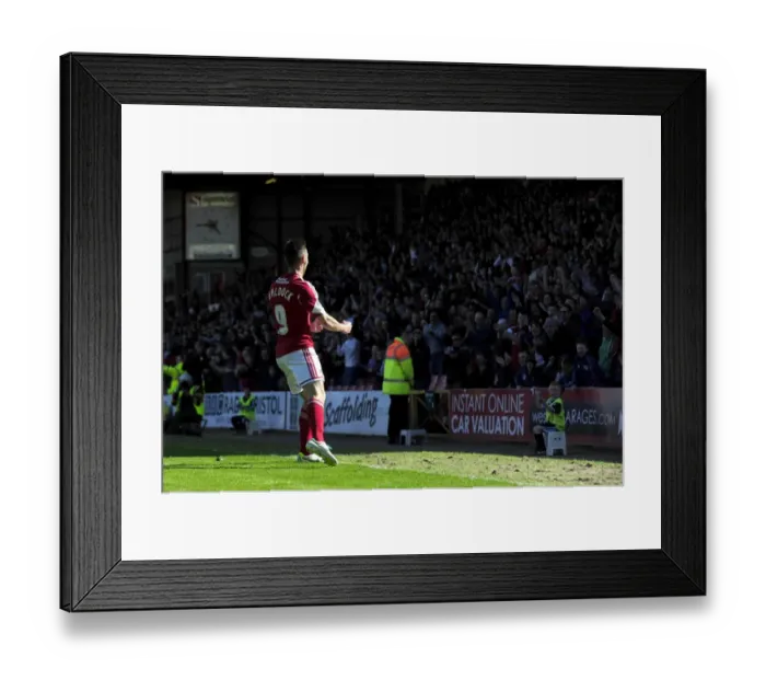 Framed Print : Sam Baldock's Thrilling Goal Celebration: Bristol City vs. Notts County (Sky Bet League One, 2014)