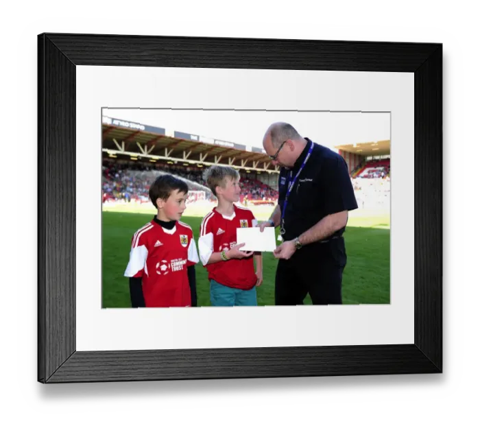 Framed Print : Through Their Bellies: Young Fans Luca Fortuna and Leo Worlock Receive Prize after Exciting Bristol City vs. Notts County Match, 18 / 04 / 2014 Framed Print : Through Their Bellies: Young Fans Luca Fortuna and Leo Worlock Receive Prize after Exciting Bristol City vs. Notts County Match, 18 / 04 / 2014