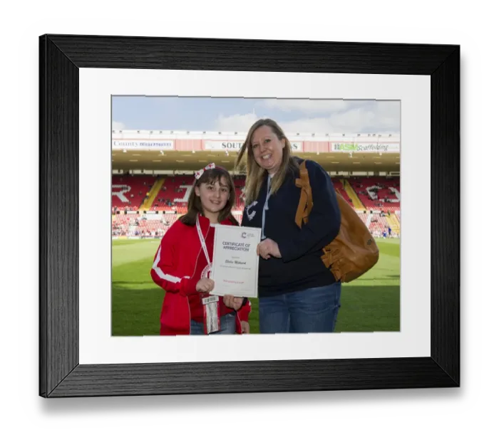 Framed Print : Bristol City vs Notts County: A Football Showdown for Cancer Research - Raising Awareness and Funds at Ashton Gate, April 2014