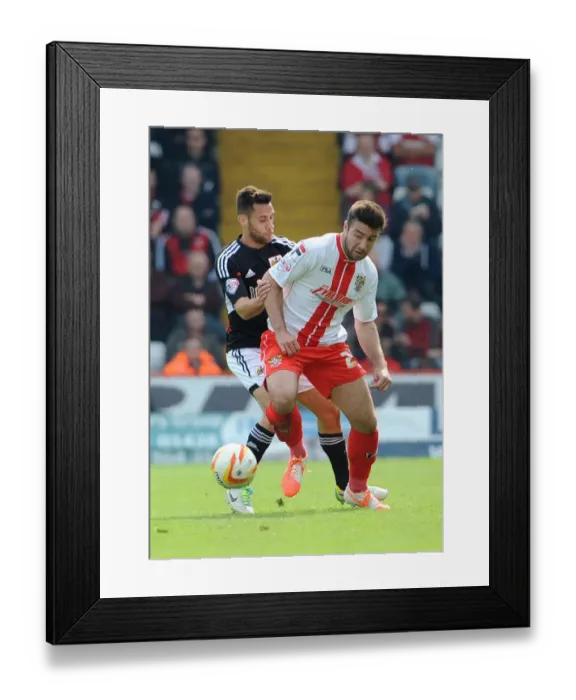 Framed Print : Bristol City's Sam Baldock Challenges Stevenage's Sam Wedgbury in Sky Bet League One Clash