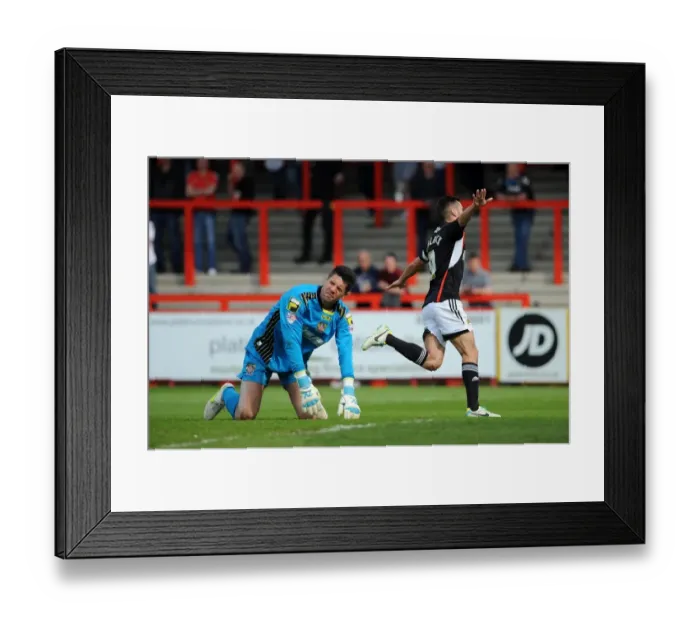 Framed Print : Bristol City's Sam Baldock Rejoices as Stevenage's Chris Day Disappointed: Sky Bet League One Clash (April 2014) Framed Print : Bristol City's Sam Baldock Rejoices as Stevenage's Chris Day Disappointed: Sky Bet League One Clash (April 2014)