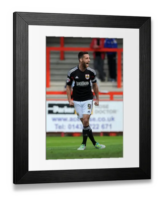 Framed Print : Bristol City's Sam Baldock Ecstatic After Scoring the Winning Goal Against Stevenage in Sky Bet League One (April 2014) Framed Print : Bristol City's Sam Baldock Ecstatic After Scoring the Winning Goal Against Stevenage in Sky Bet League One (April 2014)