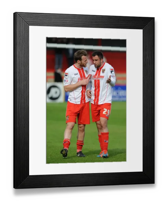 Framed Print : Stevenage's Luke Jones and Peter Hartley in Deep Conversation After Stevenage vs. Bristol City (April 2014) Framed Print : Stevenage's Luke Jones and Peter Hartley in Deep Conversation After Stevenage vs. Bristol City (April 2014)