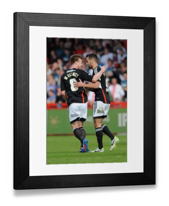 Framed Print : Bristol City: Sam Baldock and Wade Elliott's Euphoric Moment as They Celebrate Goal Against Stevenage (April 2014) Framed Print : Bristol City: Sam Baldock and Wade Elliott's Euphoric Moment as They Celebrate Goal Against Stevenage (April 2014)