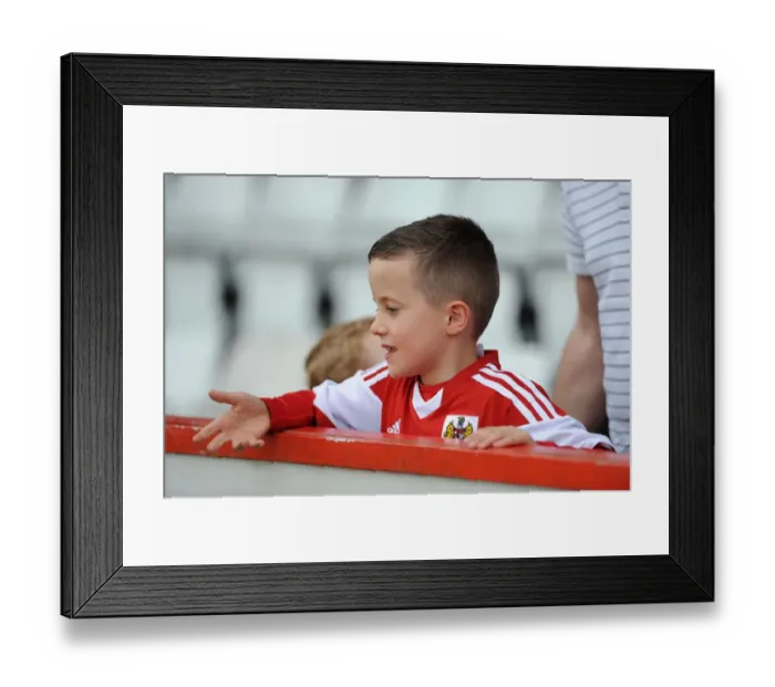 Framed Print : Young Bristol City Fan's Excitement at Stevenage Match, April 2014 Framed Print : Young Bristol City Fan's Excitement at Stevenage Match, April 2014